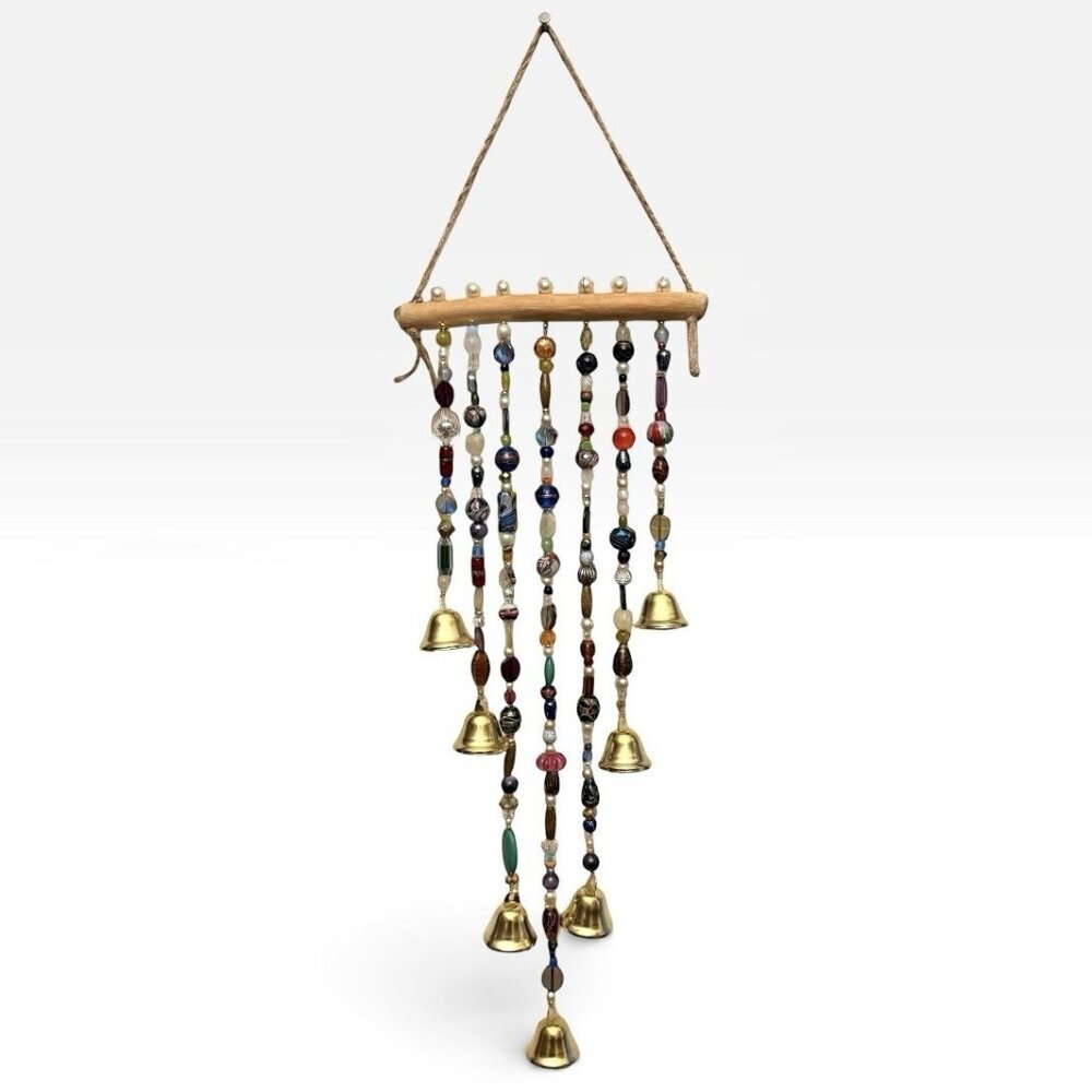 REIMAGINED Glass Bead Wind Chime Suncatcher Brass Bells